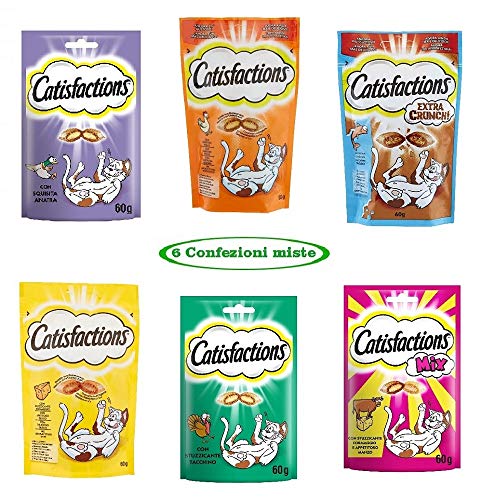 Catisfactions Snack per Gatto - Gusti Misti - Offerta 6 Confezioni